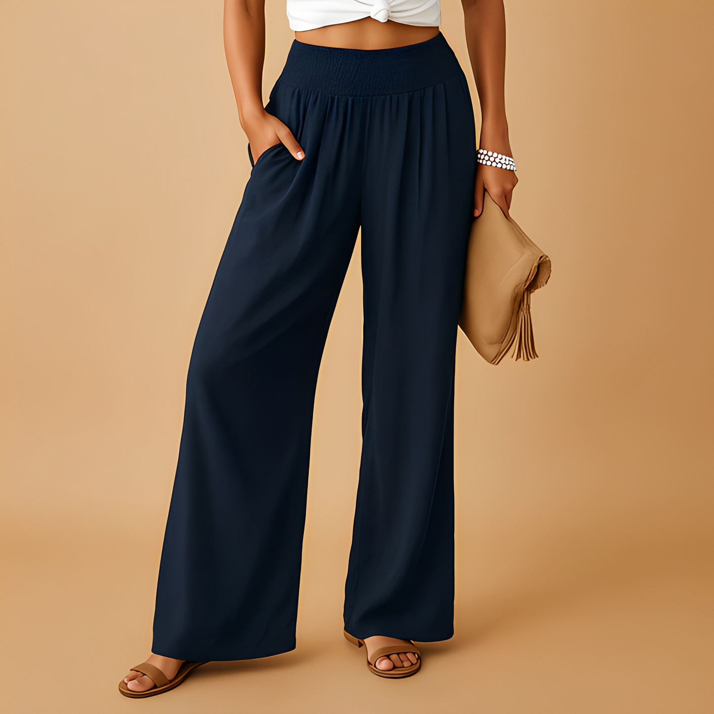 Aldona - Damskie spodnie z prostymi nogawkami, lekkie