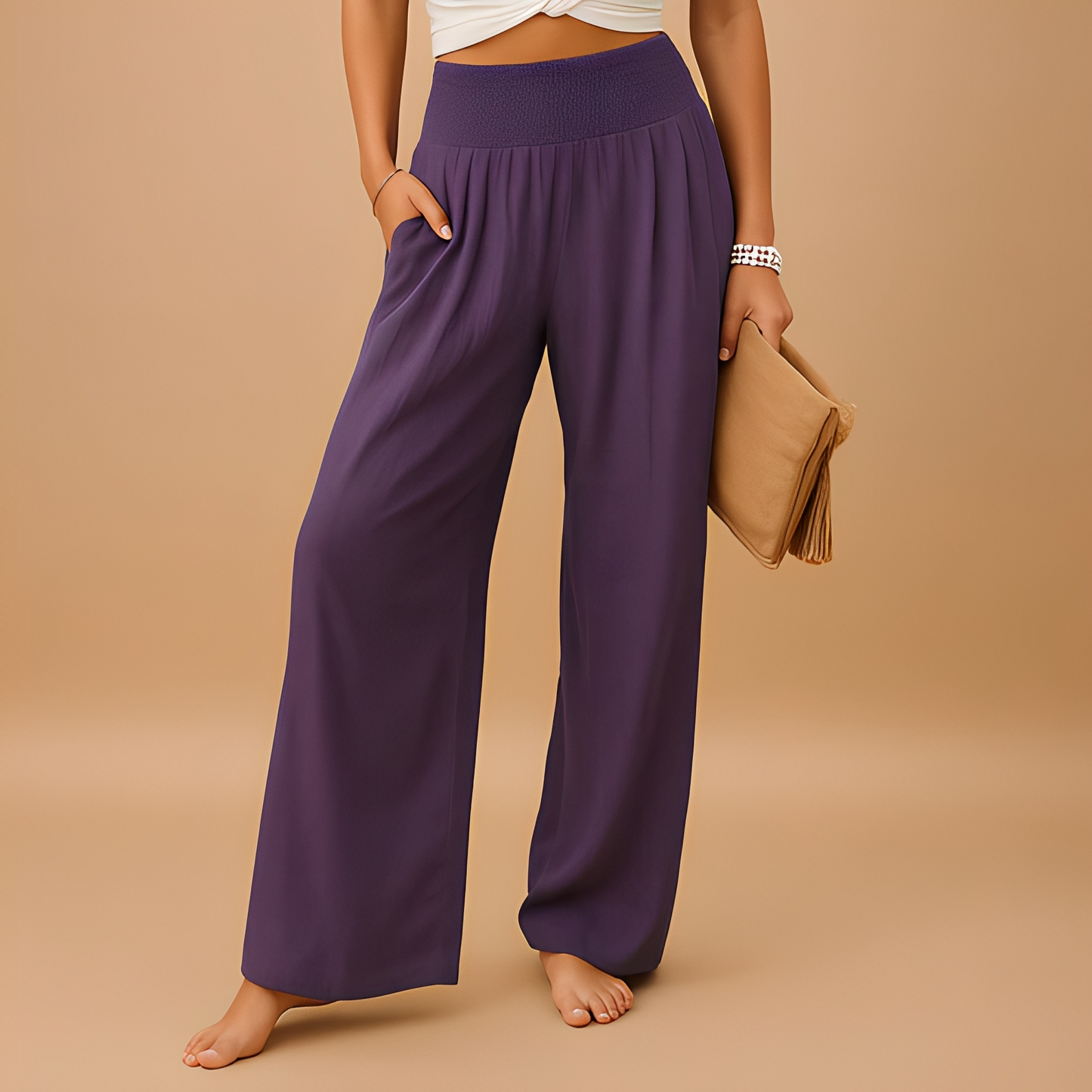 Aldona - Damskie spodnie z prostymi nogawkami, lekkie