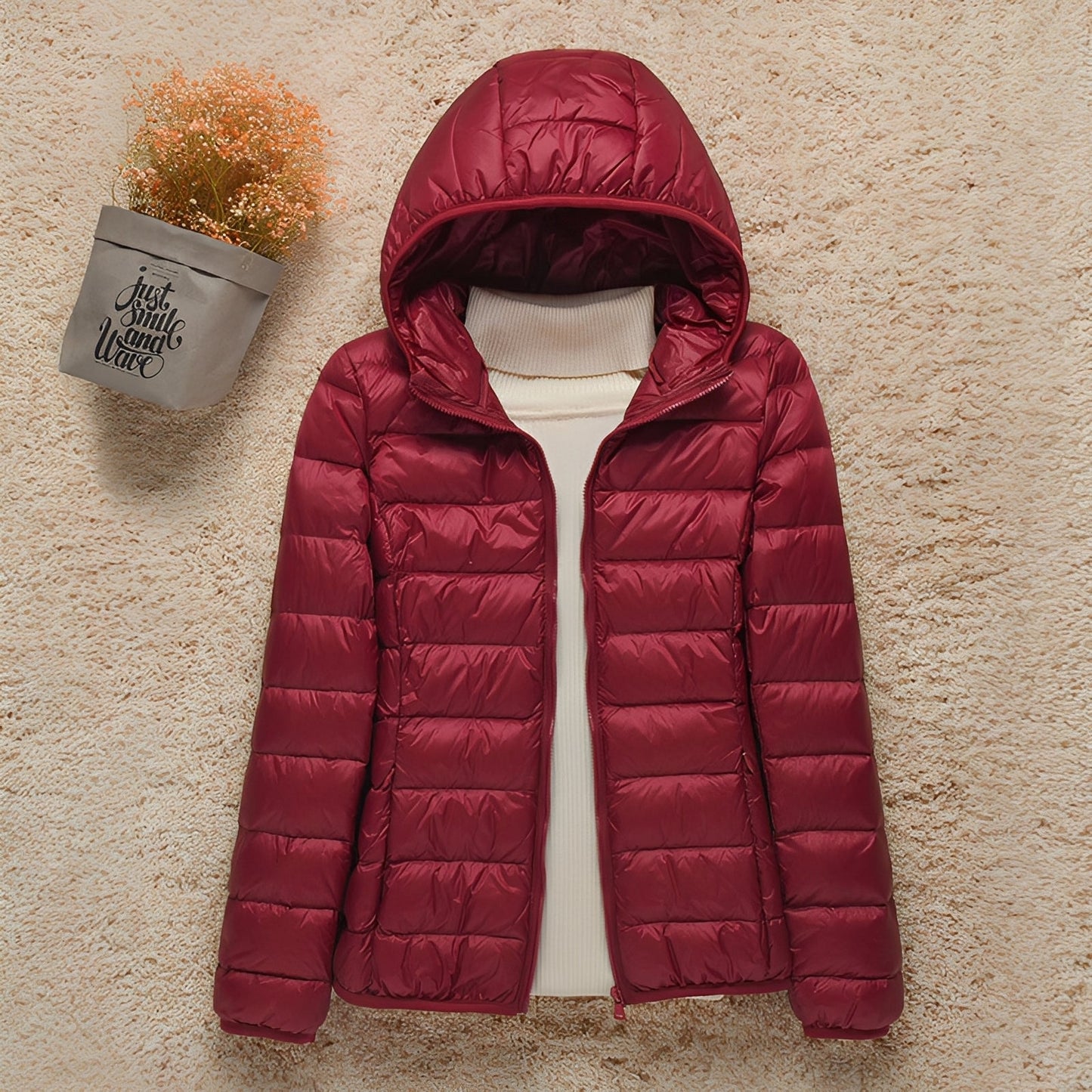 Abbie - Damska kurtka z kapturem, pikowana