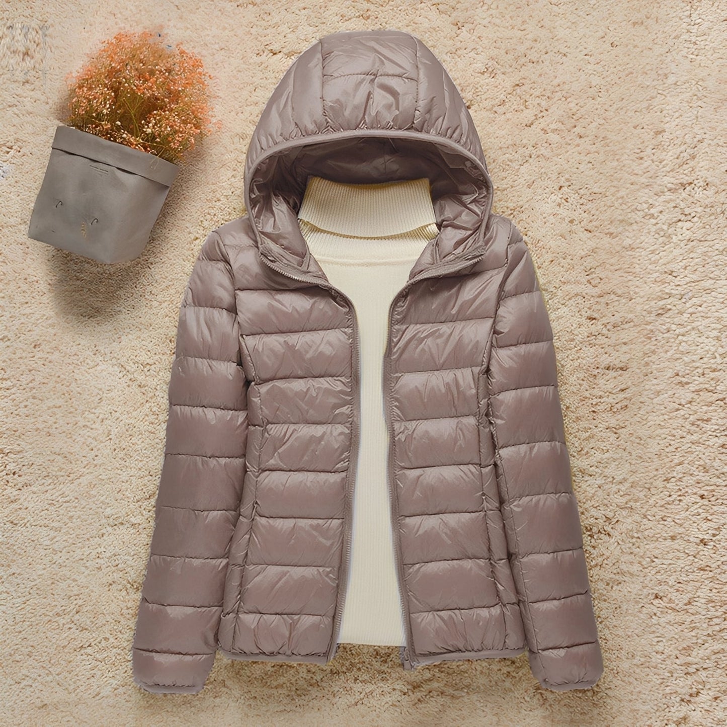 Abbie - Damska kurtka z kapturem, pikowana