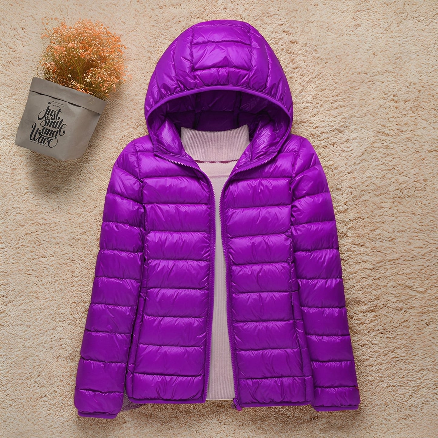 Abbie - Damska kurtka z kapturem, pikowana