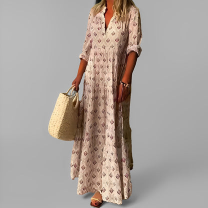 Monna - Retro i luźno szyta sukienka maxi dla kobiet