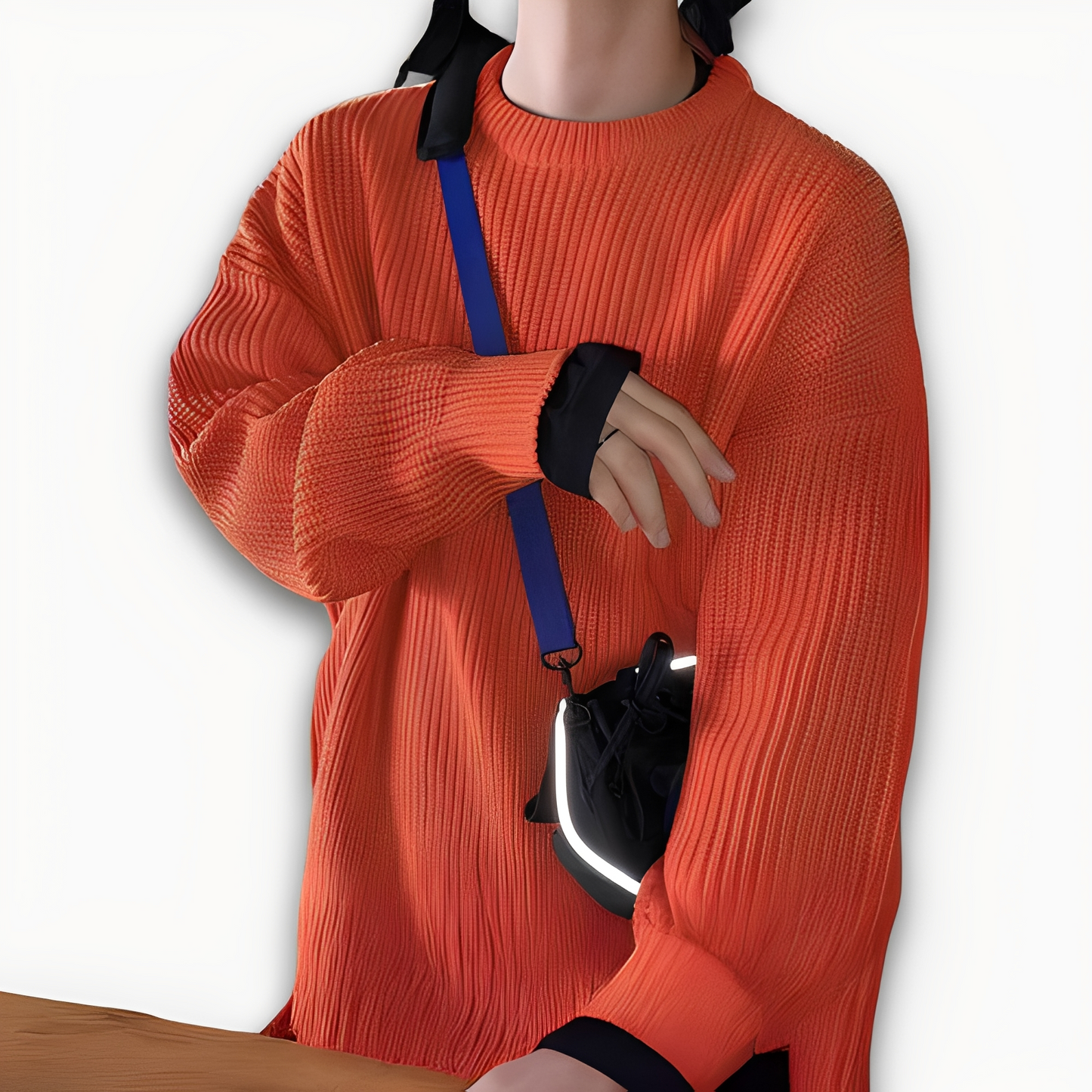 Abdias - Męski sweter oversize z dzianiny