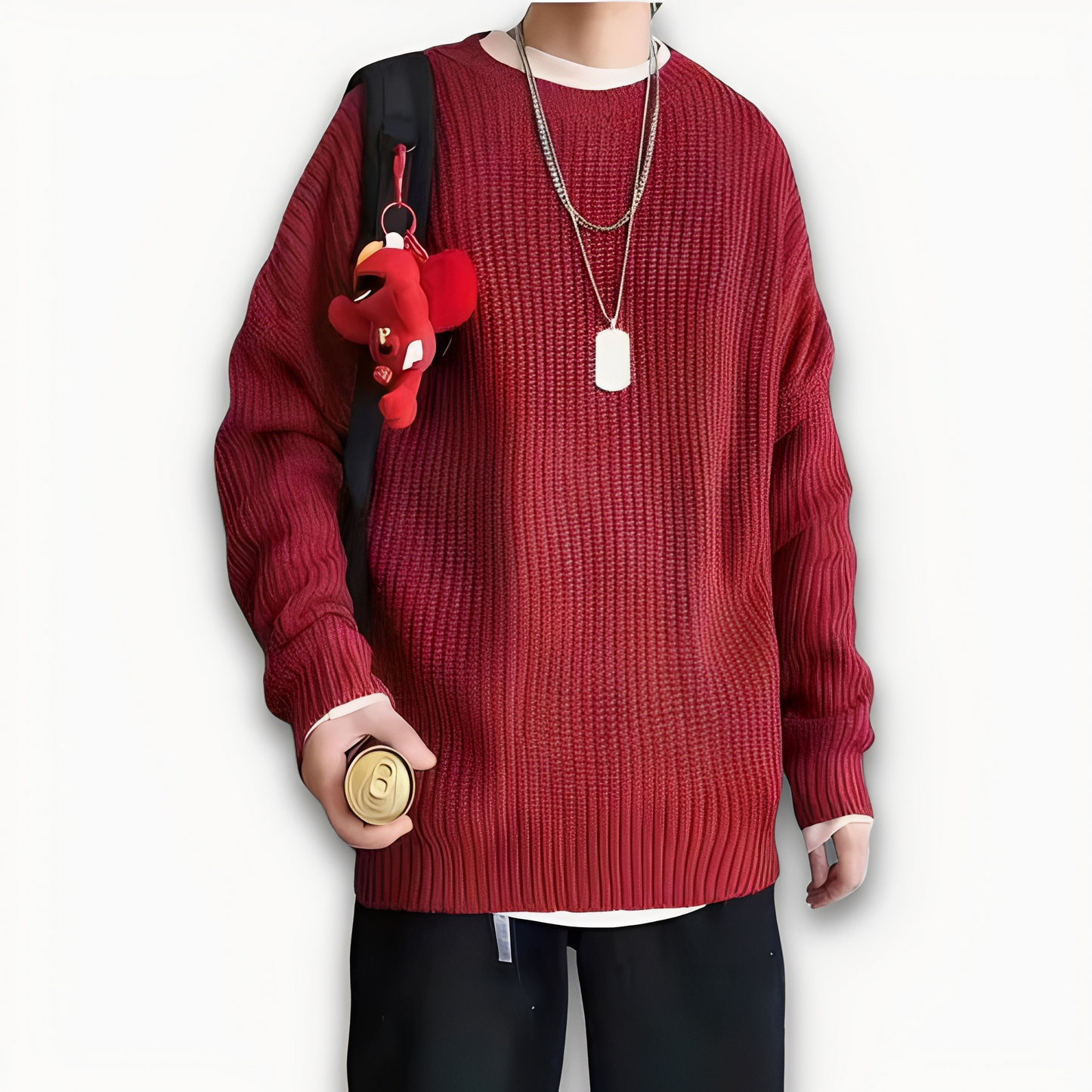 Abdias - Męski sweter oversize z dzianiny