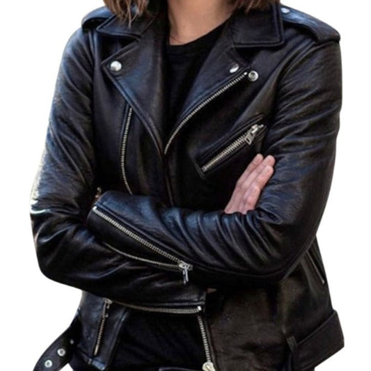 Waleria - skórzana kurtka, linia wyszczuplająca