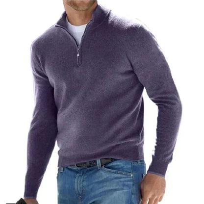 Agustín - Stylowy sweter z zamkiem dla mężczyzn