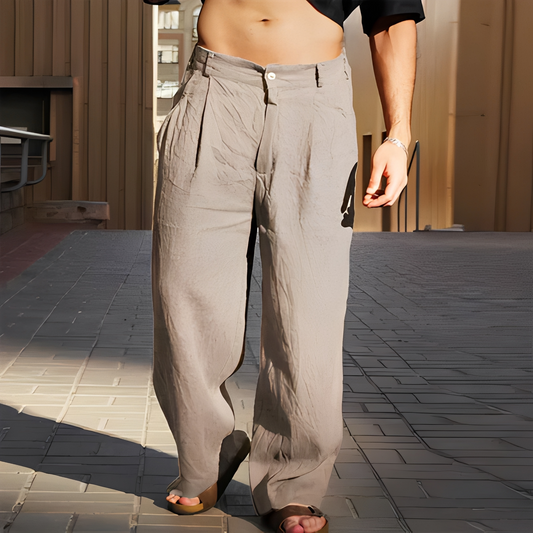 Brenz - Letnie męskie spodnie z szerokimi nogawkami