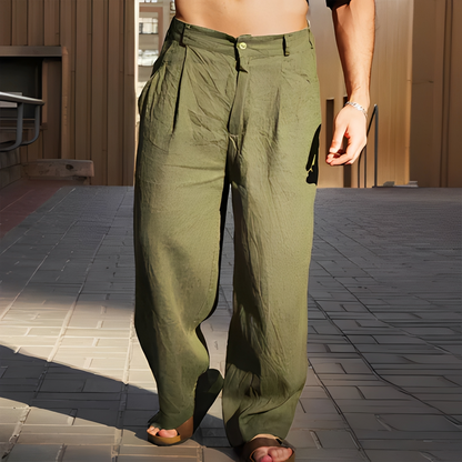 Brenz - Letnie męskie spodnie z szerokimi nogawkami