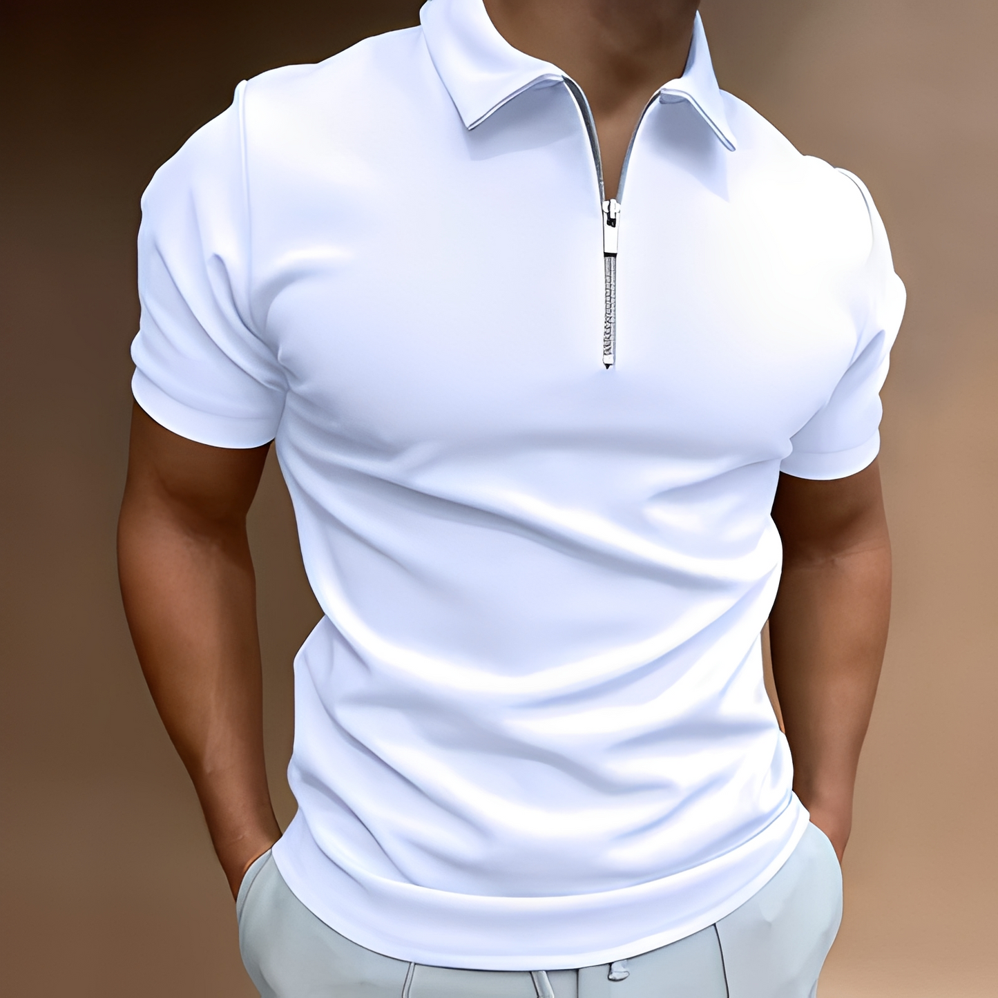 Bronny - Męska klasyczna koszulka z półzamkiem