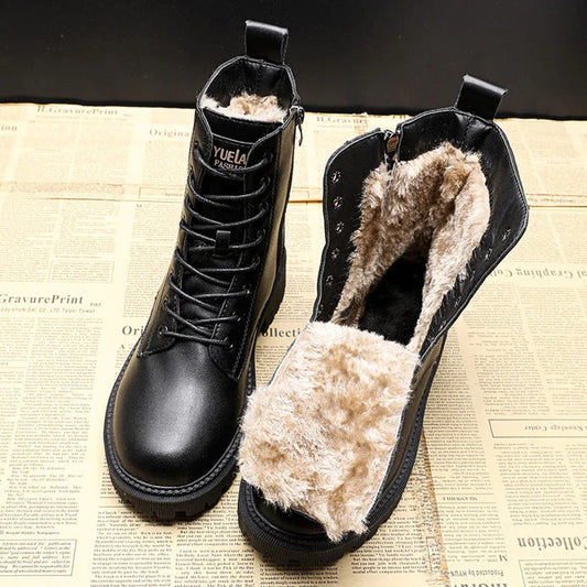 Delphine – Czarne Zimowe Buty Skórzane