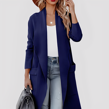 Chantal - Swobodny długi tweedowy kardigan damski