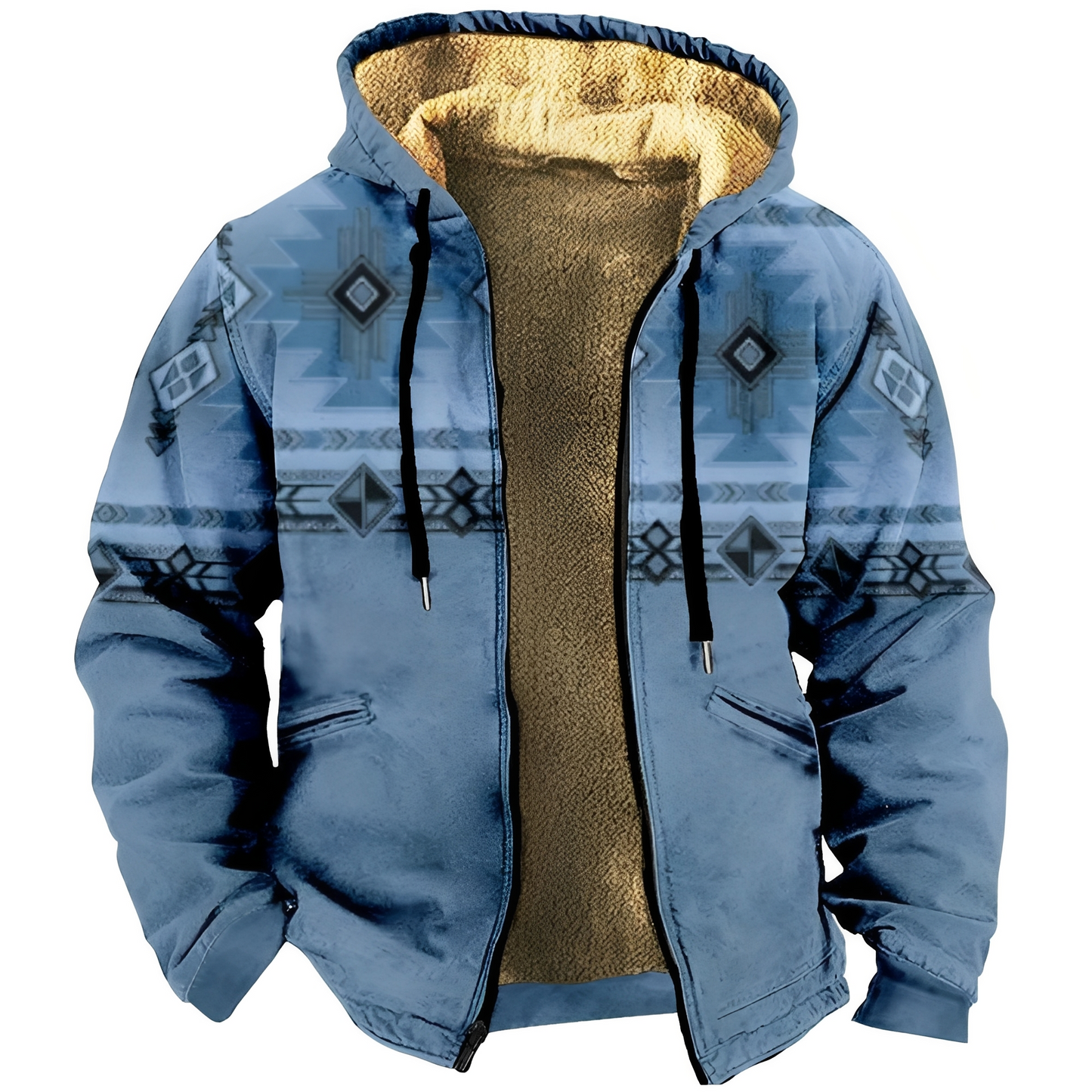 Edwin - Stylowa kurtka z kapturem z etnicznym wzorem dla mężczyzn