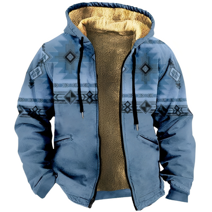 Edwin - Stylowa kurtka z kapturem z etnicznym wzorem dla mężczyzn