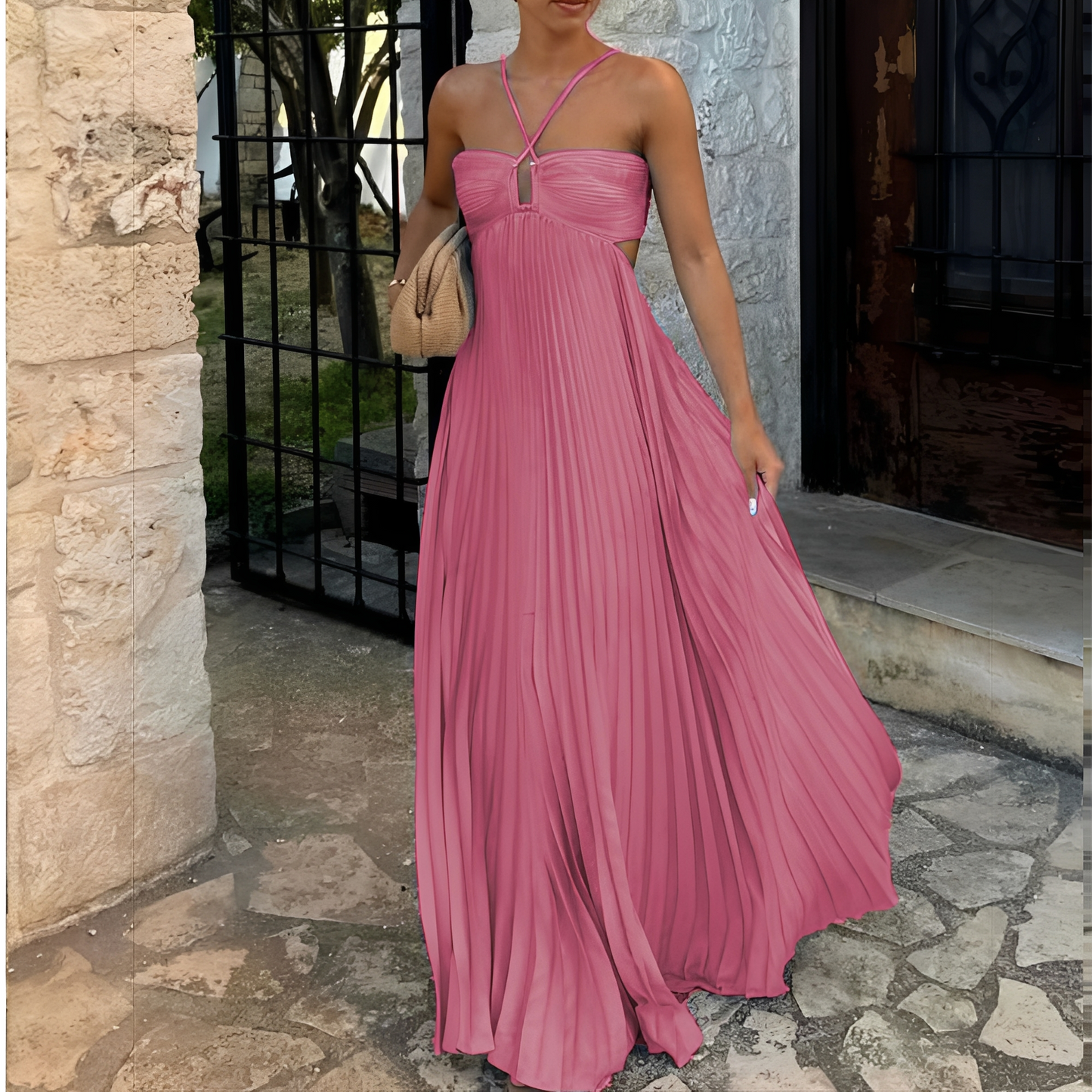 Marnie - Stylowa suknia maxi z fałdami dla kobiet