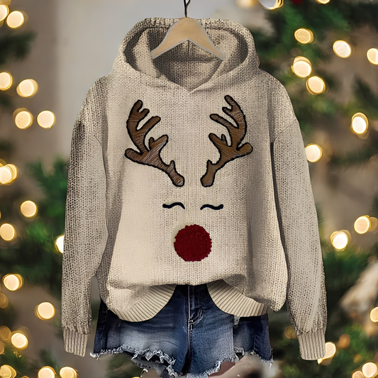 Liza - Modny świąteczny hoodie z nadrukiem dla kobiet