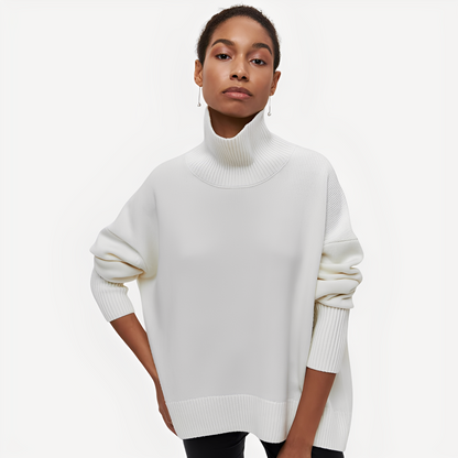 Margery - Kobiecy sweter z wysokim kołnierzem, o swobodnym kroju