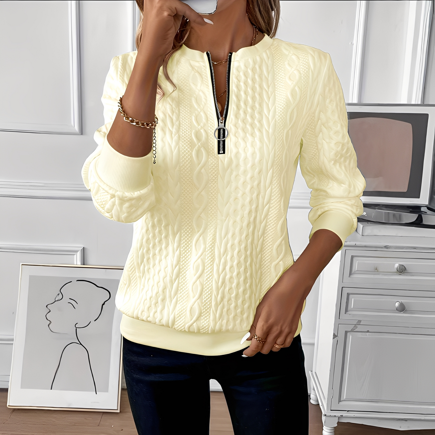 Chesley - Stylowy sweter damski z zamkiem