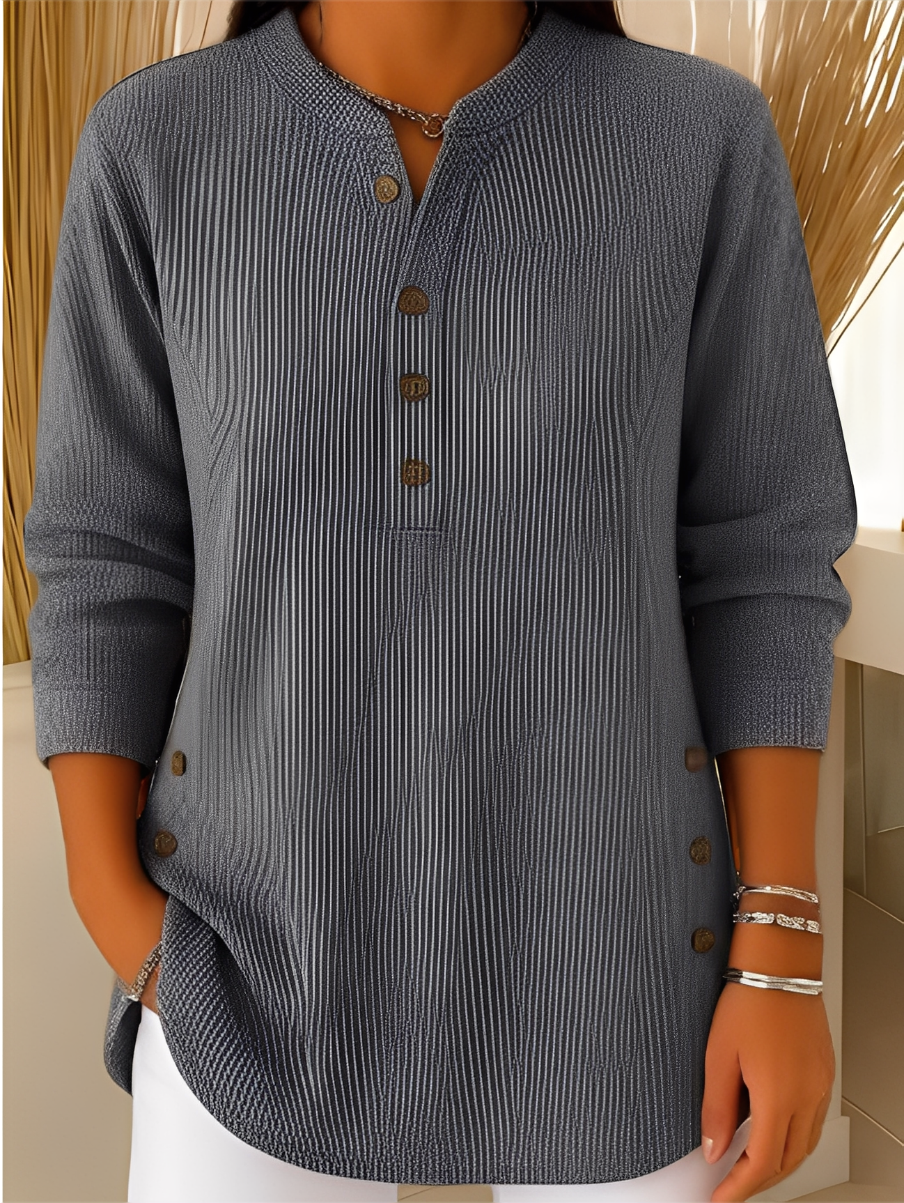 Jocelyn - Sweter z guzikami, luźny fason dla kobiet