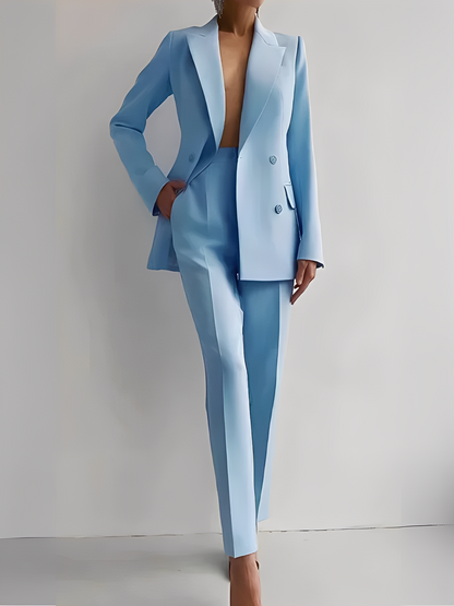 Nydia - Elegancki damski zestaw Slim-Fit z marynarką i spodniami
