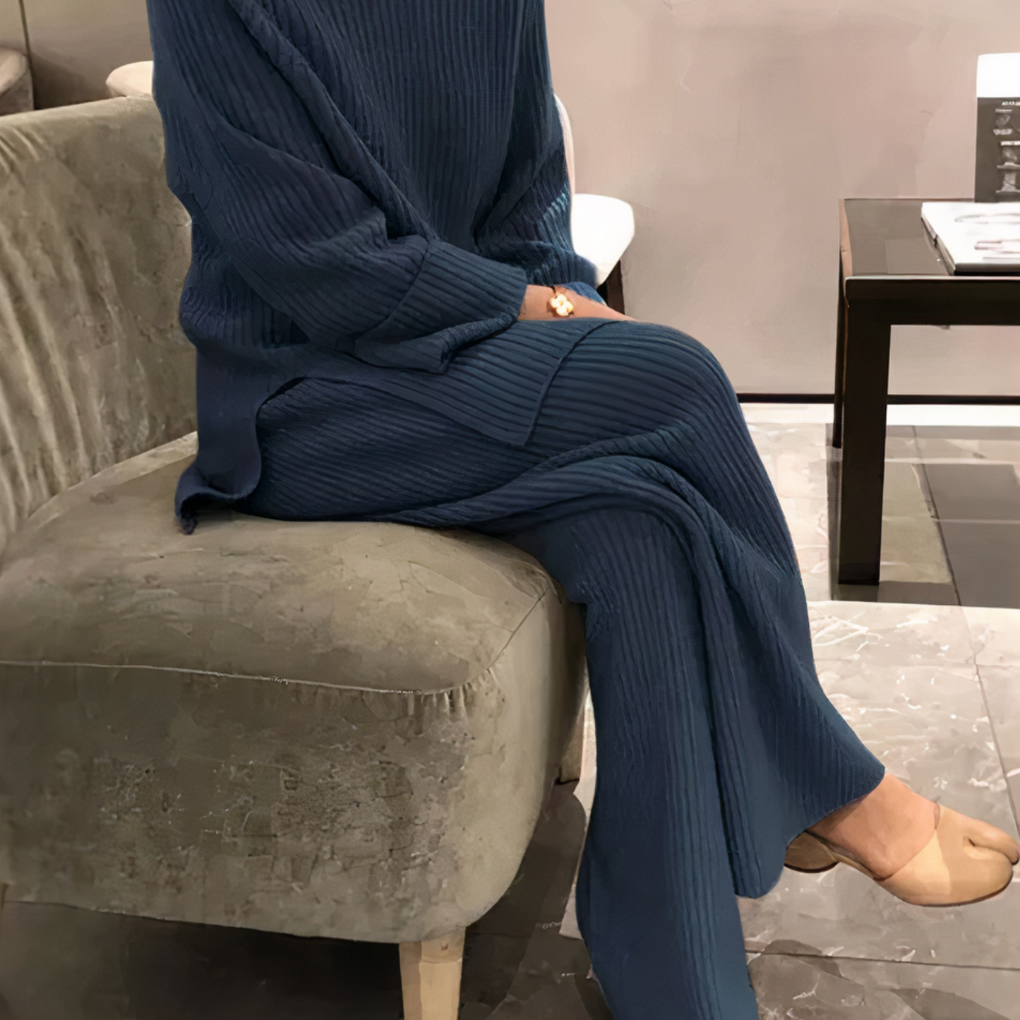 Samantha – Swobodny Dzianinowy Komplet Sweter & Spodnie