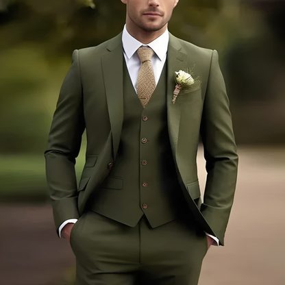 Abenner - Trzyczęściowy męski garnitur formalny slim fit