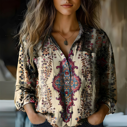 Roselyne - Bluzka luźna z eleganckim wzorem dla kobiet