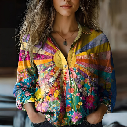 Roselyne - Bluzka luźna z eleganckim wzorem dla kobiet