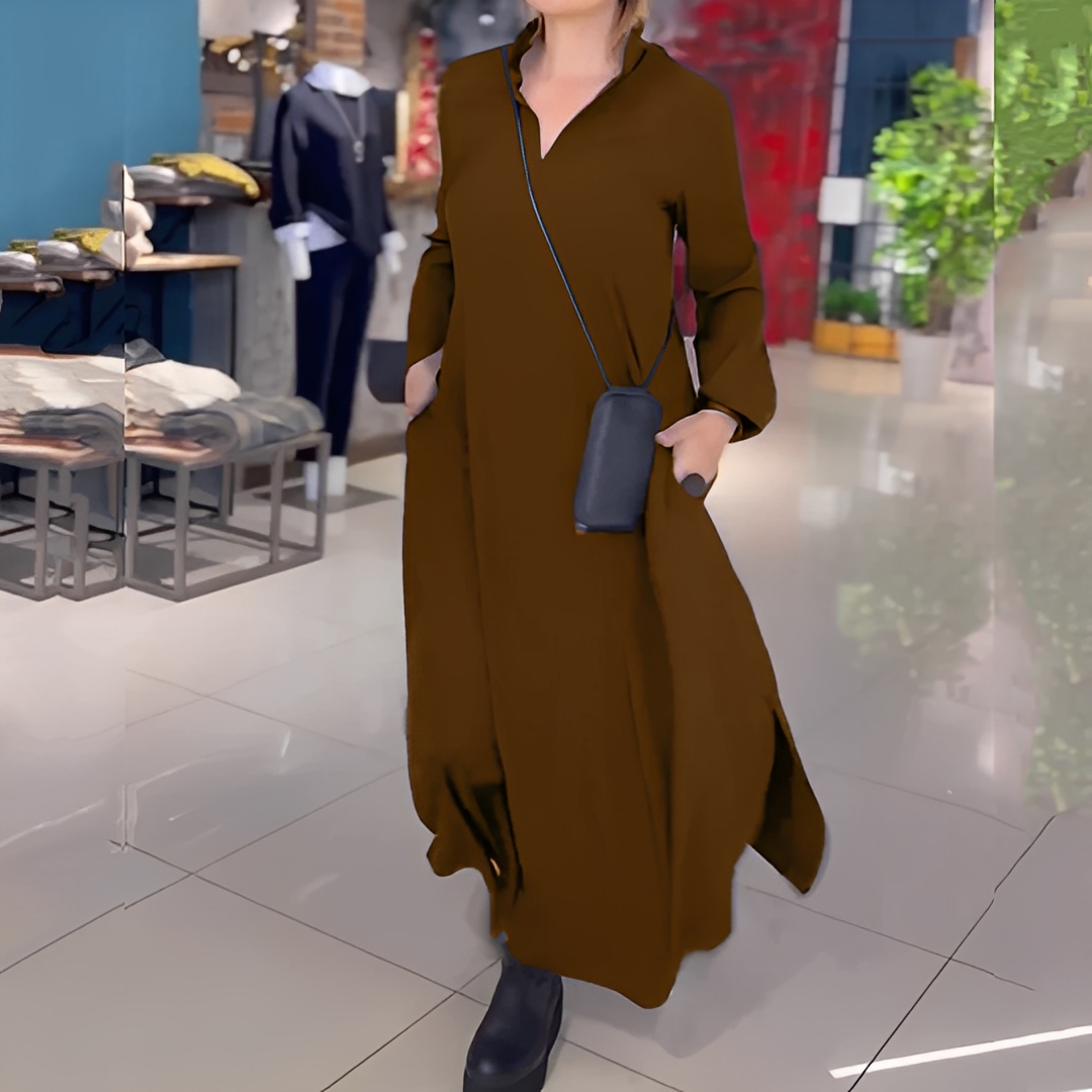 Hélène - Swobodna sukienka z bocznym rozcięciem dla kobiet