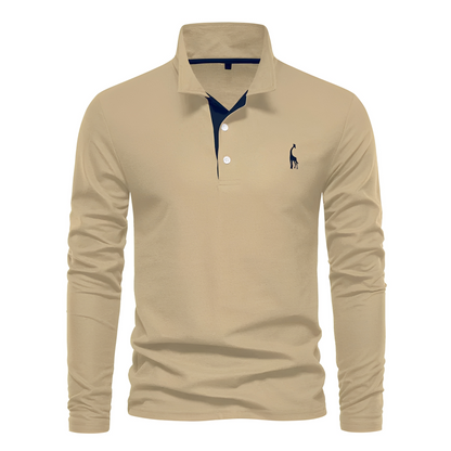 Antoine - Męskie polo z długim rękawem