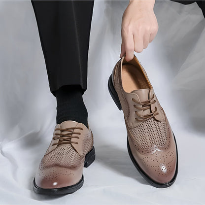 Lawrence - Eleganckie męskie buty Oxford ze skóry