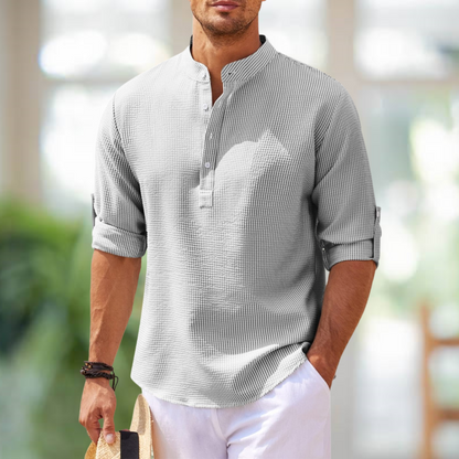 Cormac - Koszula lniana z długimi rękawami dla mężczyzn