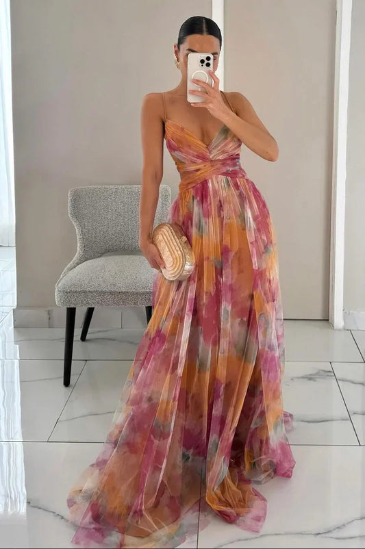 Brienne - Suknia Maxi Damska, Elegancka & Warstwowa