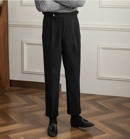 Keaton - Nowoczesne męskie spodnie sztruksowe z wysokim stanem