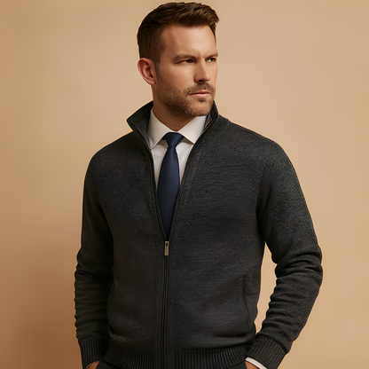 Armando - Męski swobodny kardigan z zamkiem