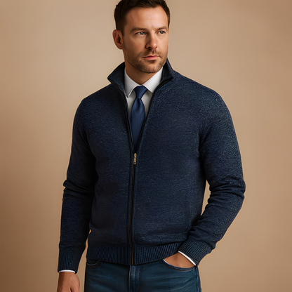 Armando - Męski swobodny kardigan z zamkiem
