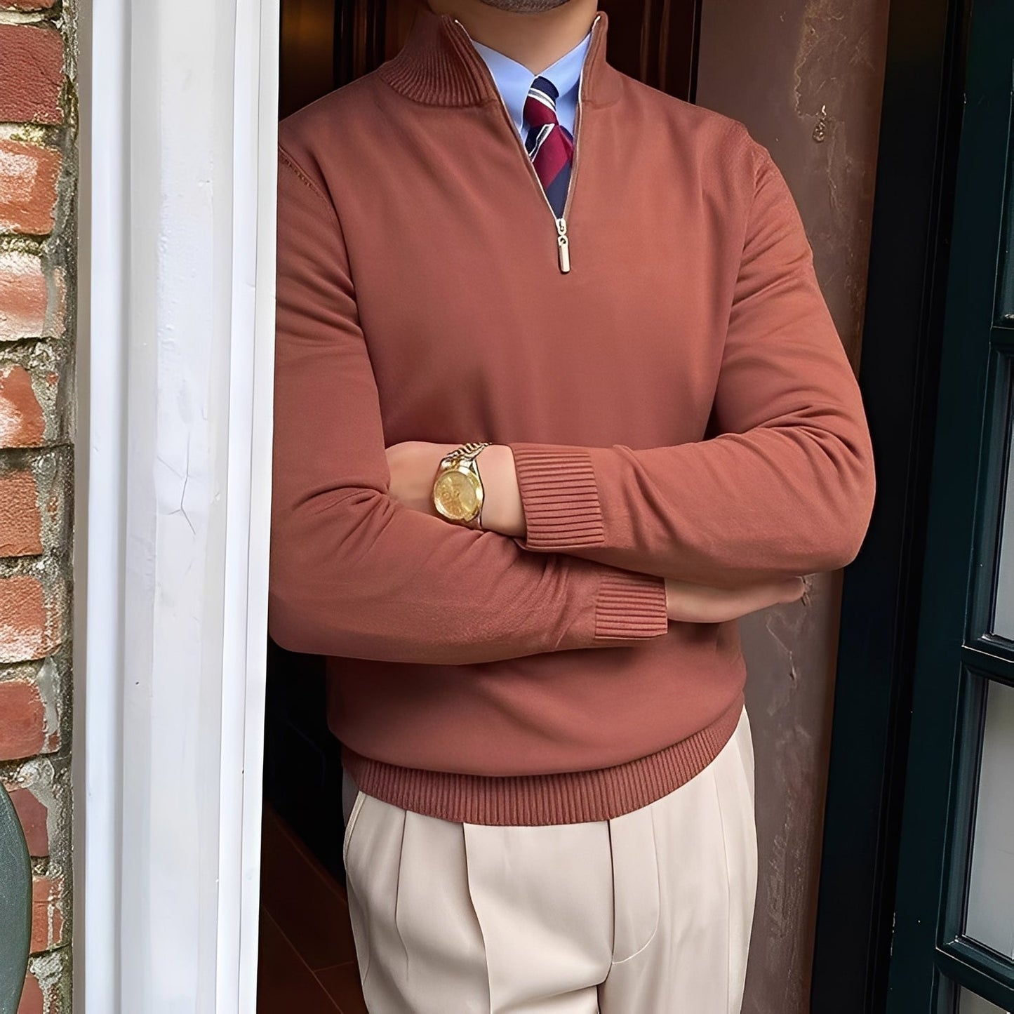 Osbert - Elegancki męski sweter z dzianiny z zamkiem