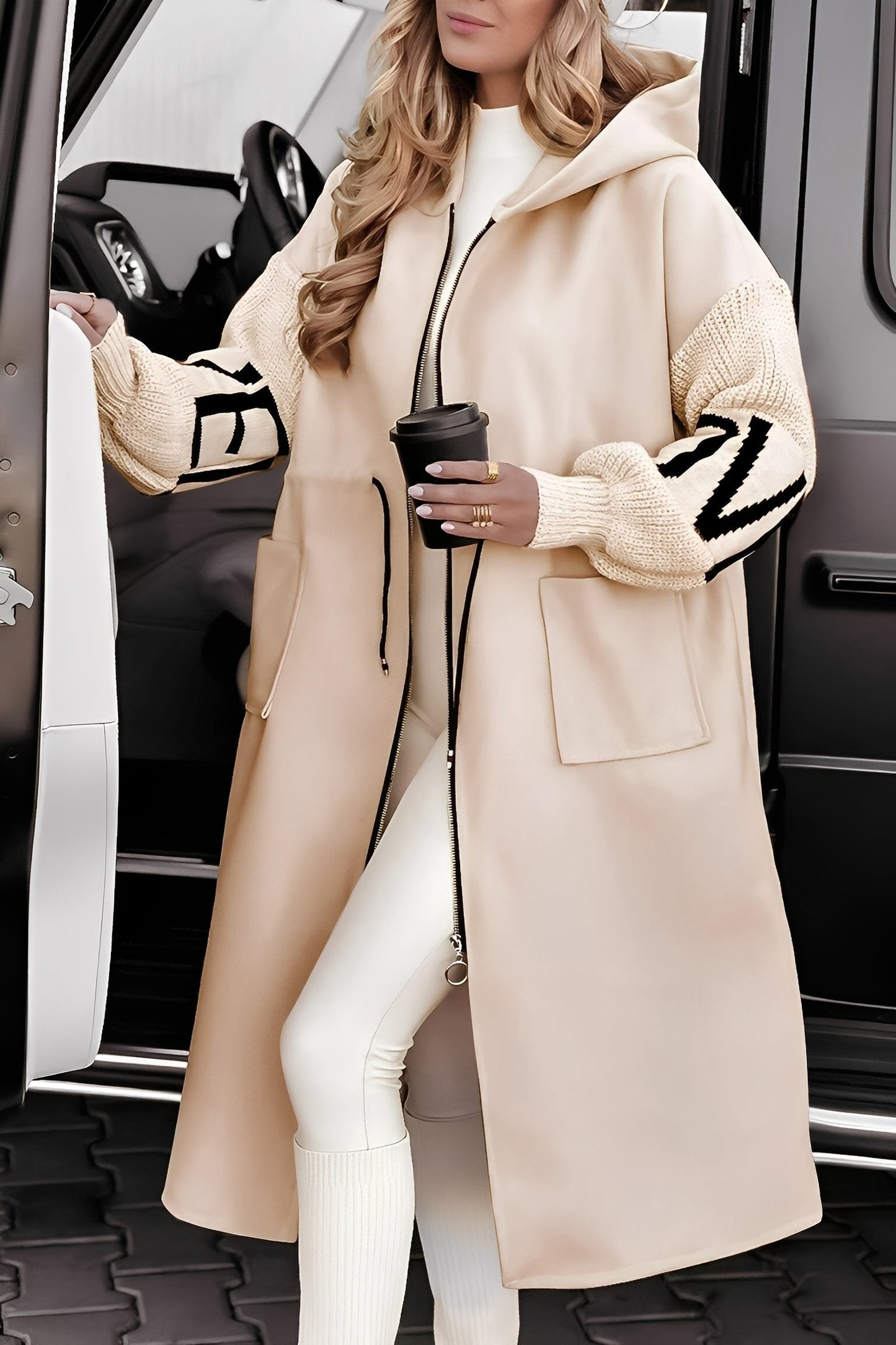 Eloise - Nowoczesna długa damska kurtka z kapturem