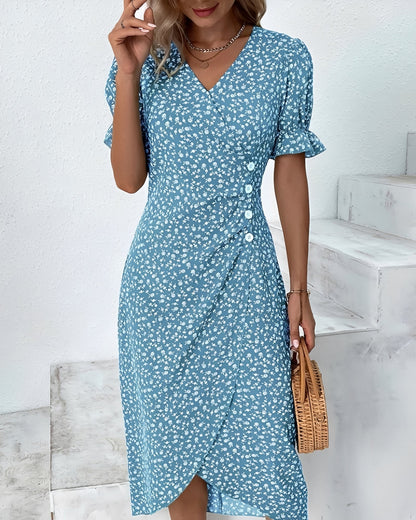 Rachael - Swobodne sukienka kopertowa w kwiatowy wzór dla kobiet