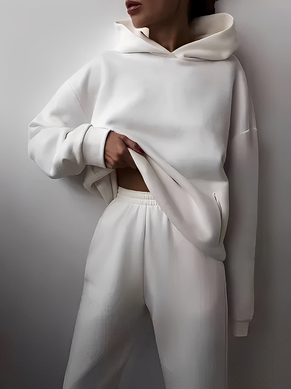 Adelia – Jednokolorowy Zestaw Hoodie