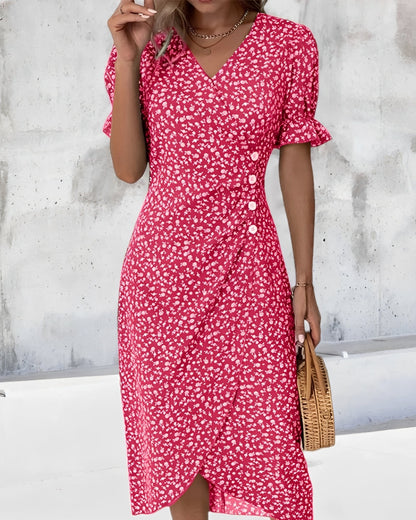 Rachael - Swobodne sukienka kopertowa w kwiatowy wzór dla kobiet