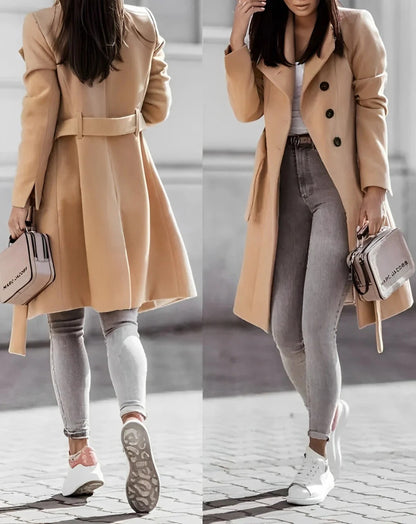 Deena - Stylowy, komfortowy płaszcz wełniany dla kobiet