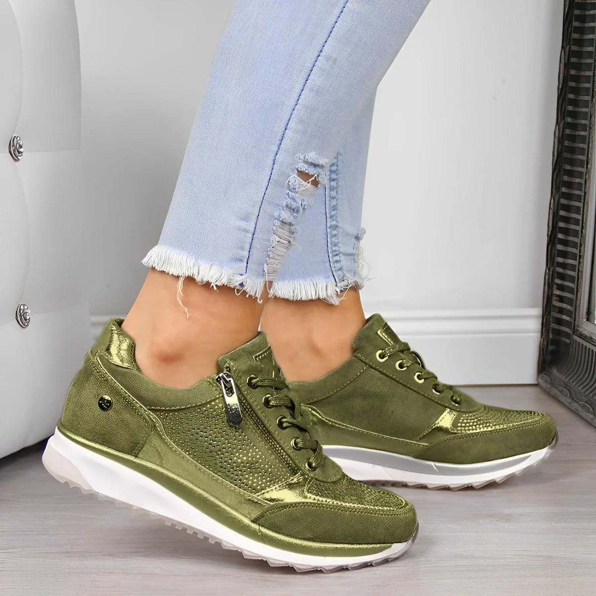 Kaycee - Modne damskie buty sportowe z suwakiem