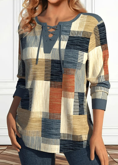 Alyssa - Luźna koszulka z geometrycznym nadrukiem dla kobiet