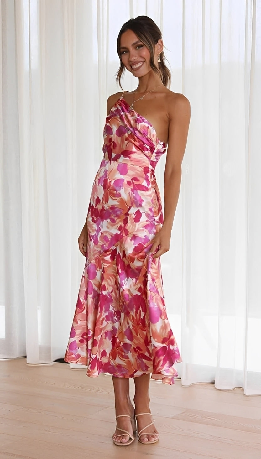 Amanda - Elegancka sukienka midi w kwiatowy wzór dla kobiet