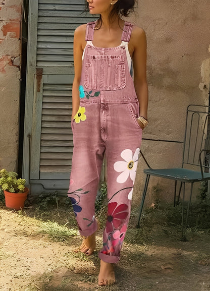Emilia - Kombinezon dżinsowy w kwiatki dla kobiet
