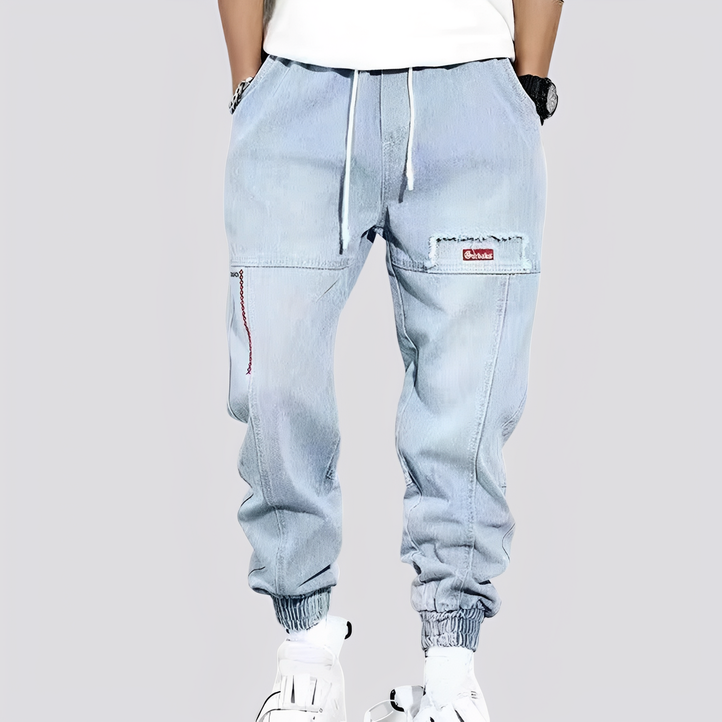 Victor - Stylowe luźne jeansy z elastycznymi mankietami dla mężczyzn