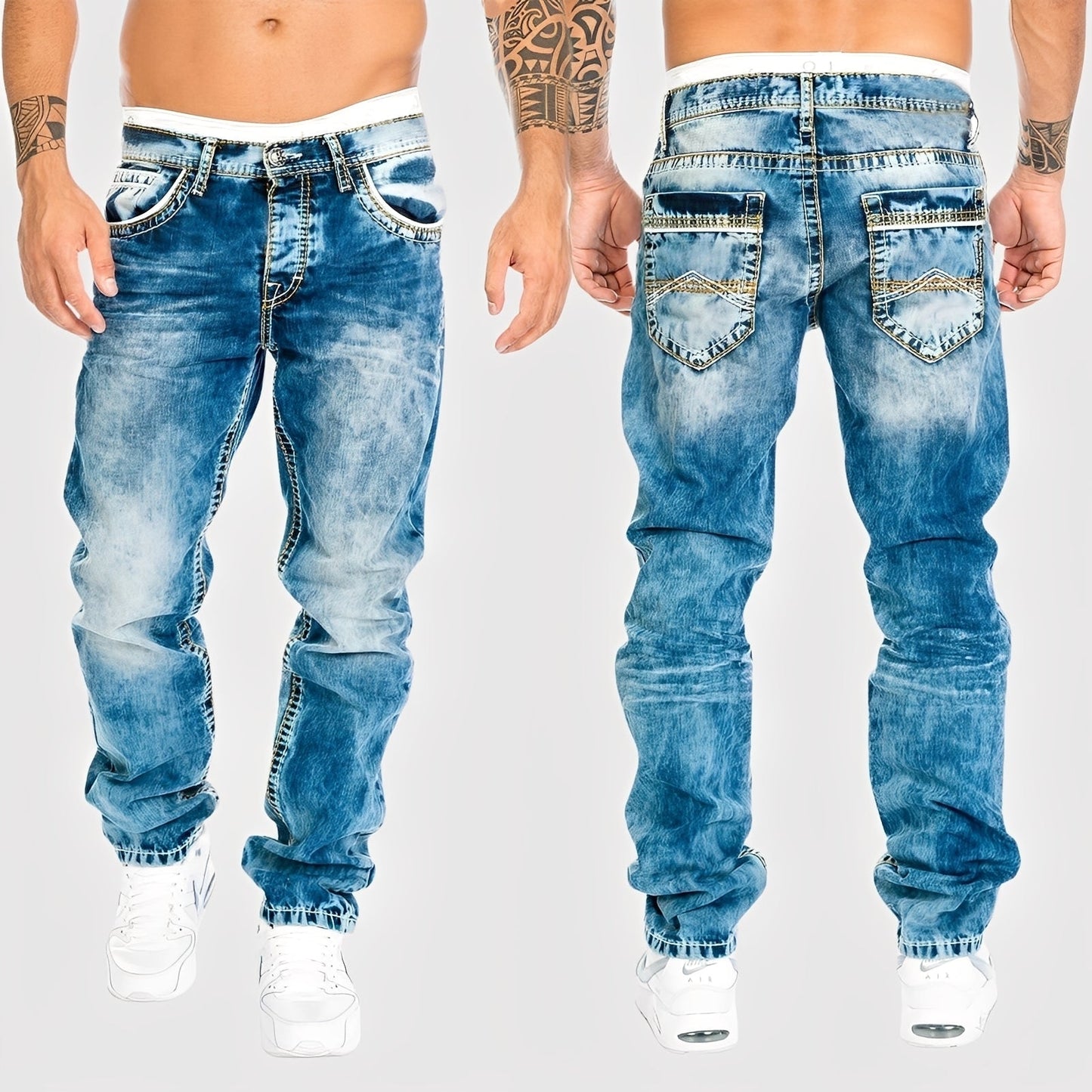 Chris - Męskie jeansy z szerokimi nogawkami o swobodnym kroju