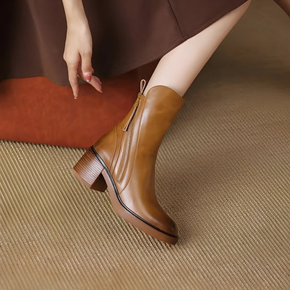 Destini - Stylowe skórzane botki damskie