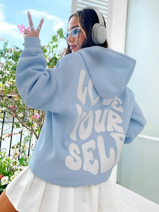 Gisselle - Modny, luźny hoodie z wzorem dla kobiet