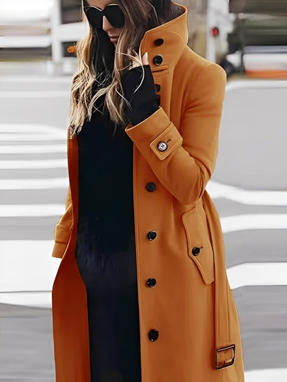 Mikaela - Stylowy, dopasowany płaszcz wełniany dla kobiet